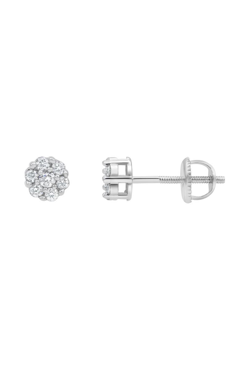 LuvMyJewelry Aura 14K Gold Flower Cluster Diamond Unisex Earrings - 0.16 Ct, Alternate, color, 14K White Gold