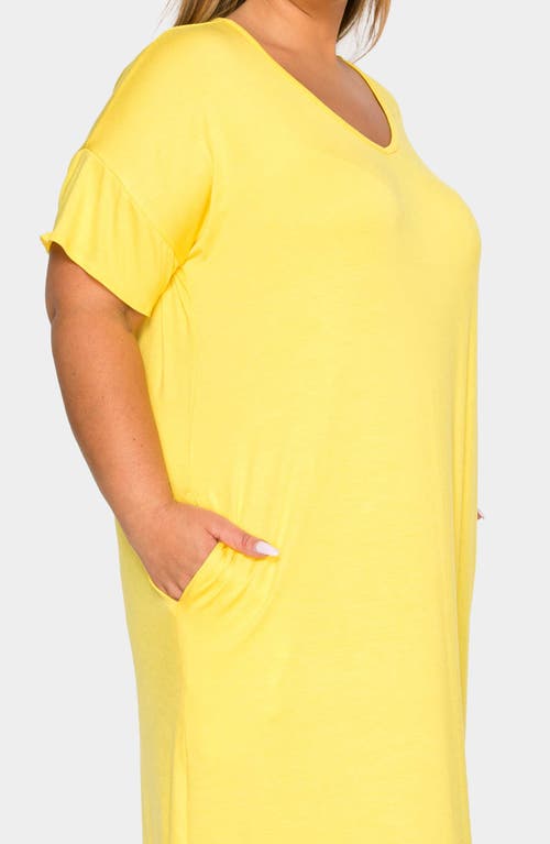 L I V D Short Sleeve Jersey Maxi Dress In Yellow