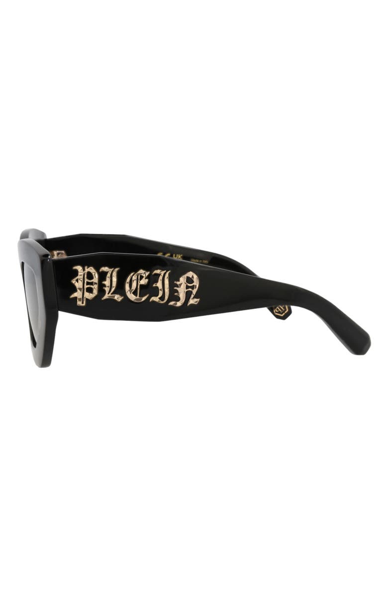 PHILIPP PLEIN 55mm Cat Eye Sunglasses, Alternate, color, Black Black Green
