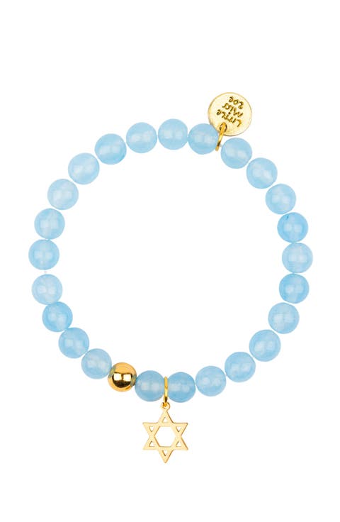 Semi-Precious Gemstone Star of David  Charm Bracelet in Gift Pouch