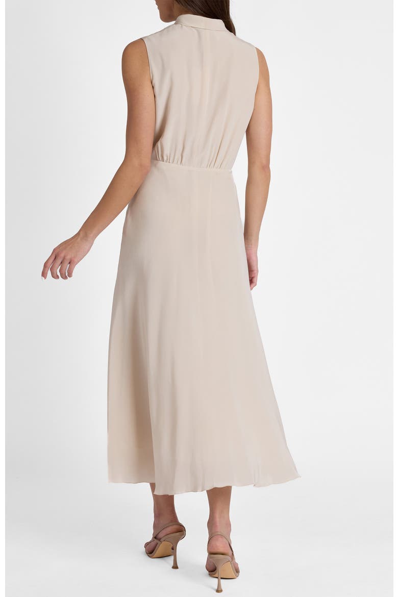 Petra Sleeveless Mock Neck Silk Midi Dress, Alternate, color, Beige