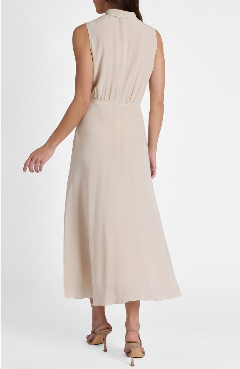 Santorelli Petra Sleeveless Mock Neck Silk Midi Dress, Alternate, color, Beige