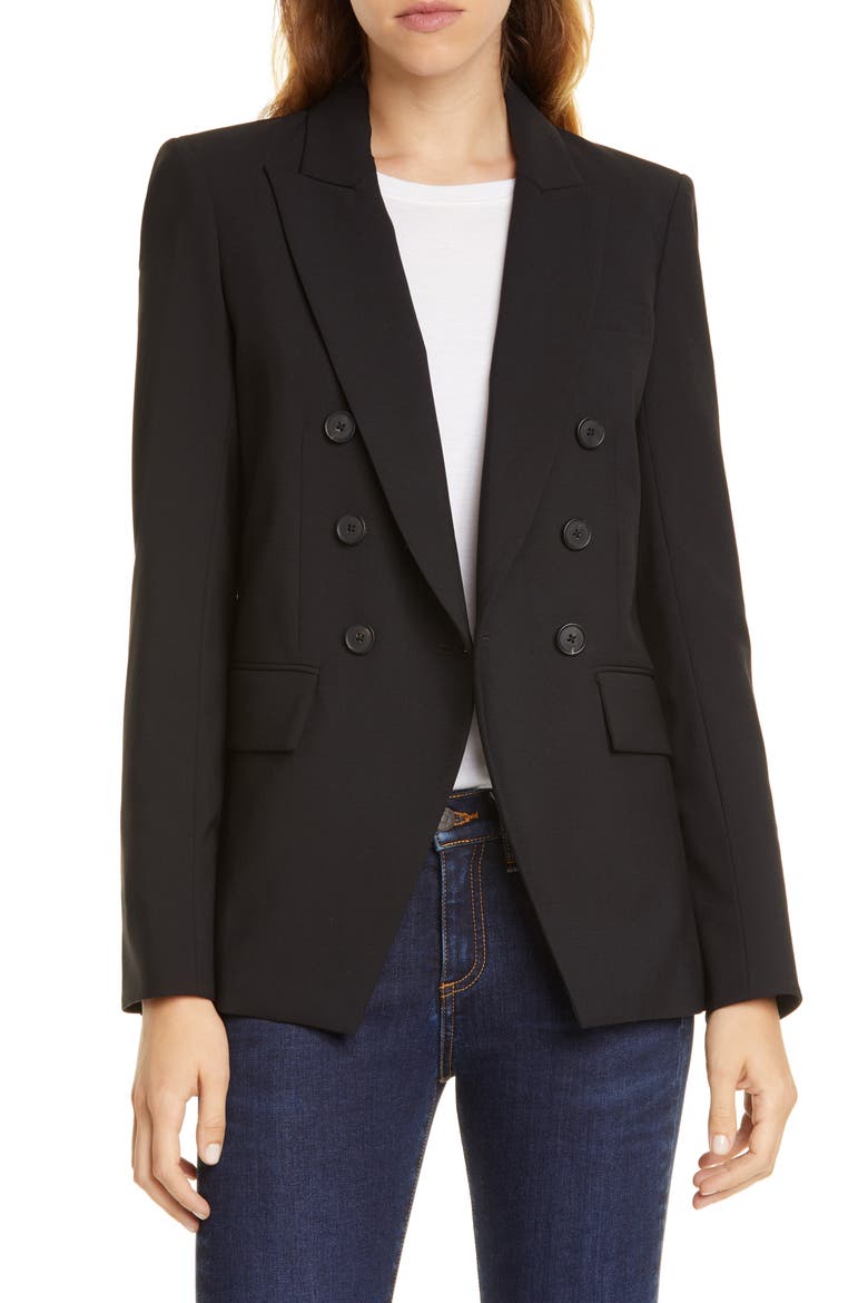 Matteo Double Breasted Dickey Blazer, Main, color, BLACK