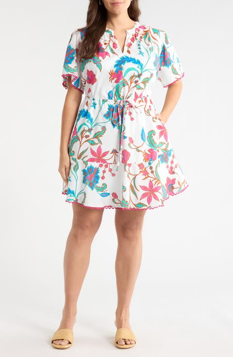 Izzie Floral Print Minidress (Plus)
