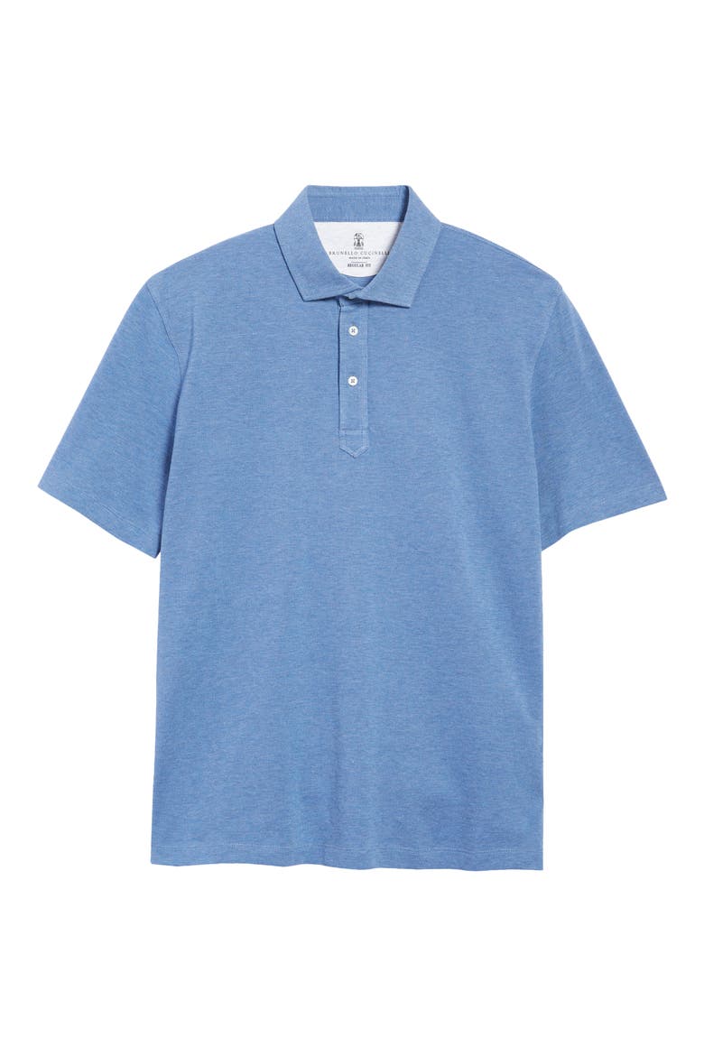 Short Sleeve Cotton Polo, Alternate, color, C210 CLOUD