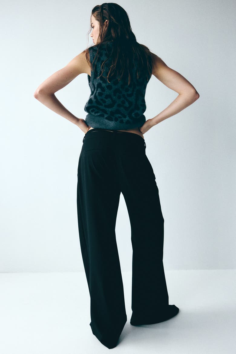 Belted Tailored Trousers, Alternate, color, Black