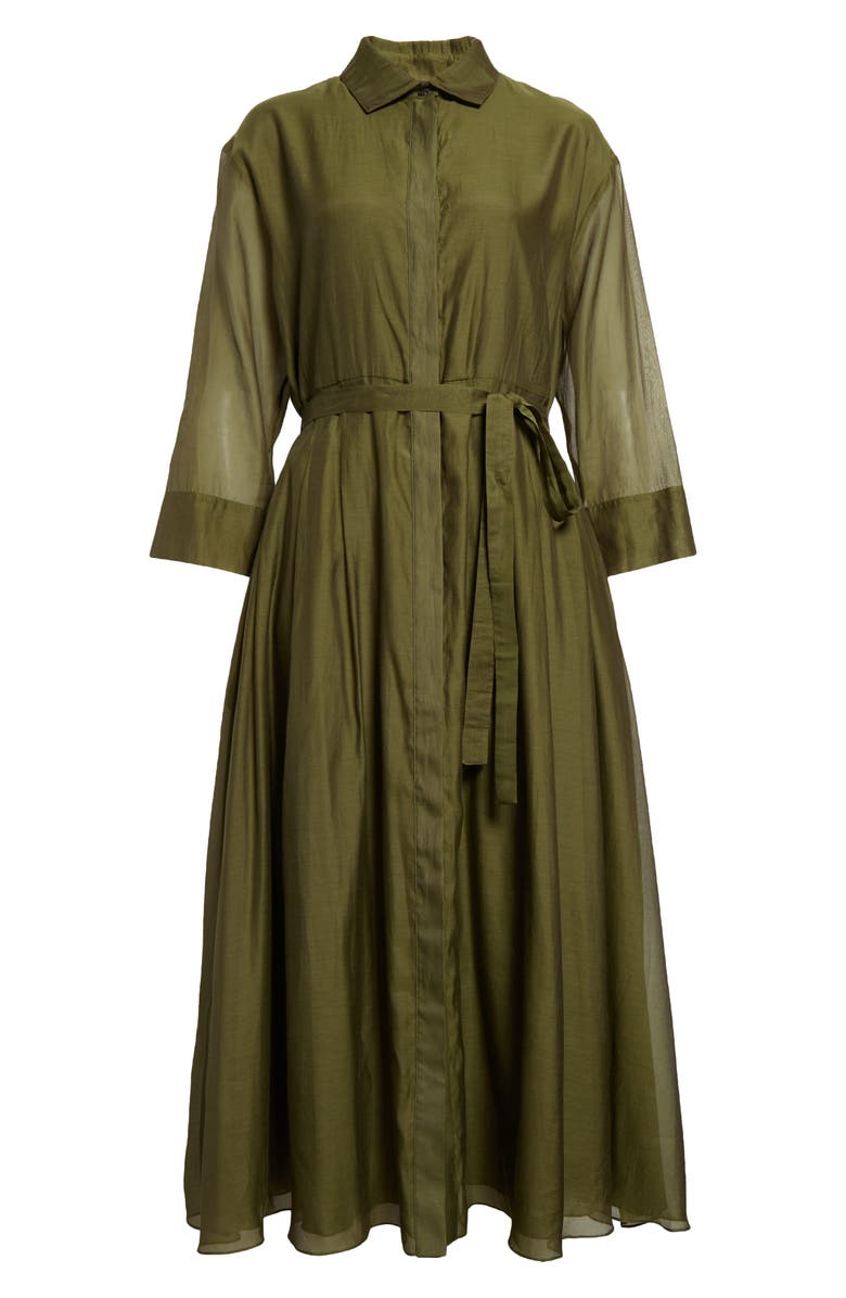 Max Mara Sial Sheer Sleeve Cotton & Silk Voile Shirtdress, Alternate, color, 