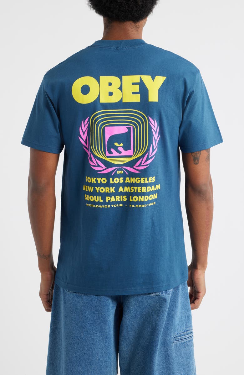Obey Icon Eye Wreath Cotton Graphic T-Shirt, Alternate, color, Harbor Blue