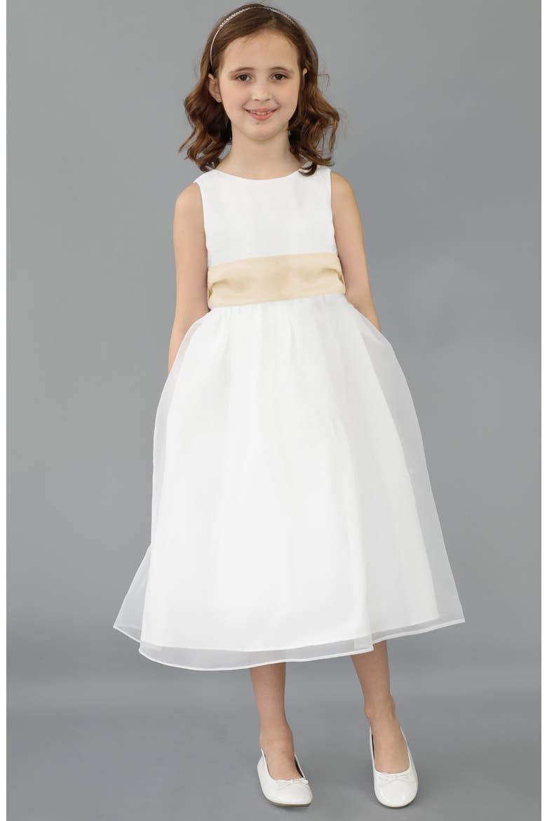 Sleeveless Organza Dress, Alternate, color, WHITE
