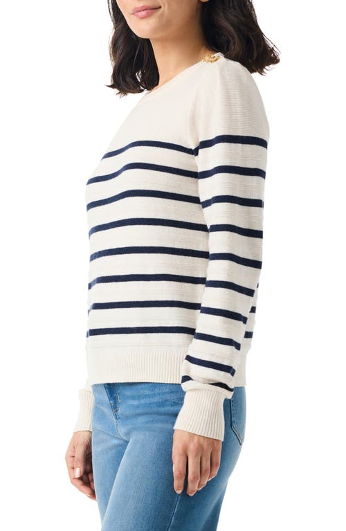 Nic + Zoe Nic+zoe Stripe Crewneck Sweater In Multi