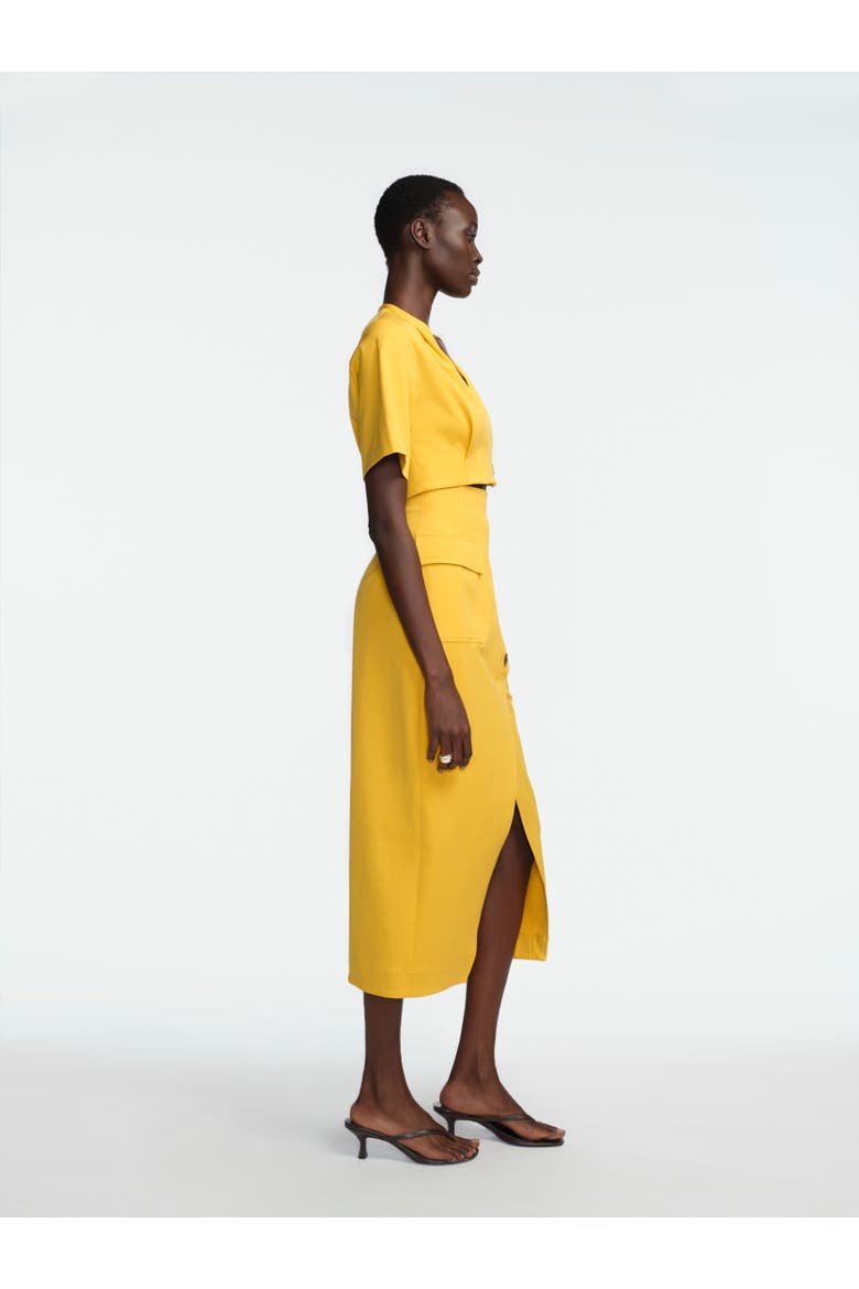 Stretch Cotton Asymmetrical Skirt, Alternate, color, Sunflower