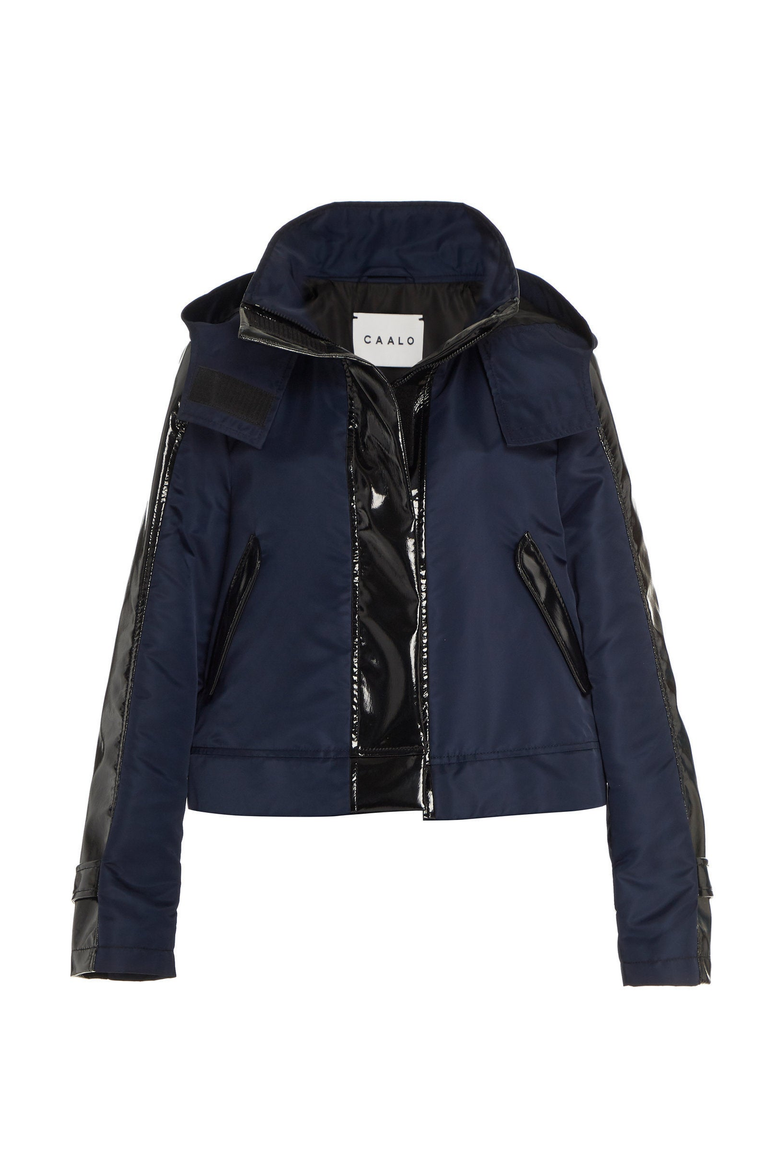 Water-Resistant Cropped Raincoat, Alternate, color, Navy / Black