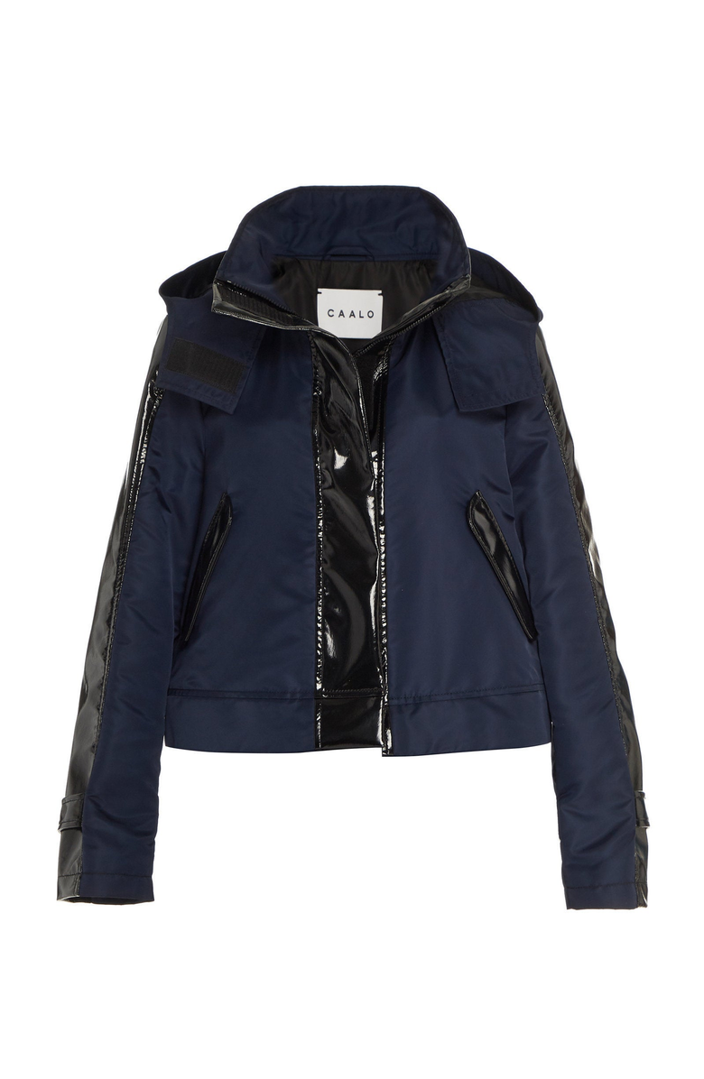 CAALO Water-Resistant Cropped Raincoat, Alternate, color, Navy / Black