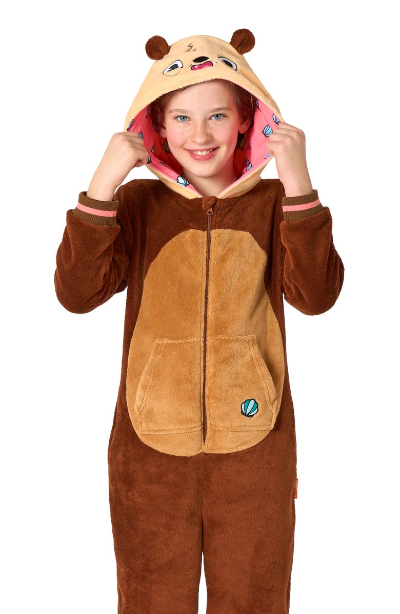 OppoSuits Kids' Otter One Piece Hooded Jumpsuit, Alternate, color, Beige