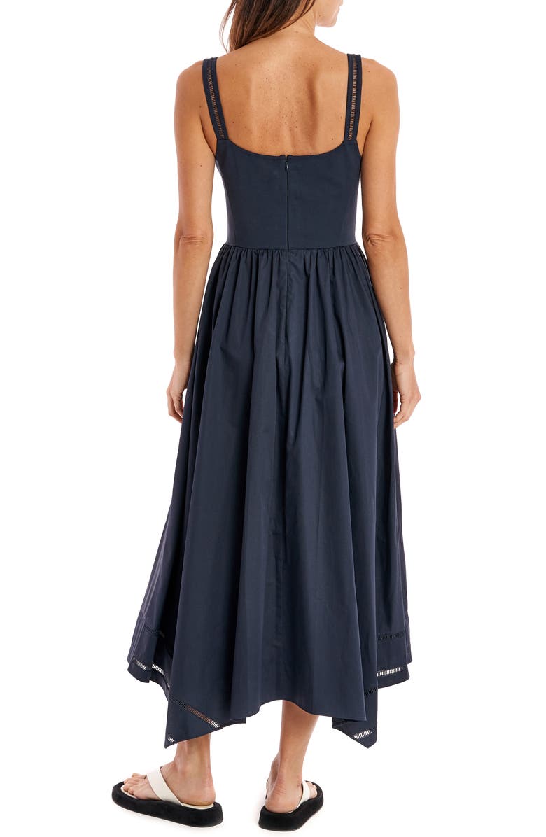 La Ligne Ladder Stitch Handkerchief Hem Cotton Poplin Dress, Alternate, color, 