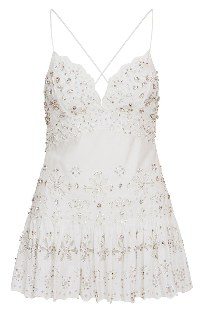 LoveShackFancy Catana Embellished Cotton Minidress, Alternate, color, 