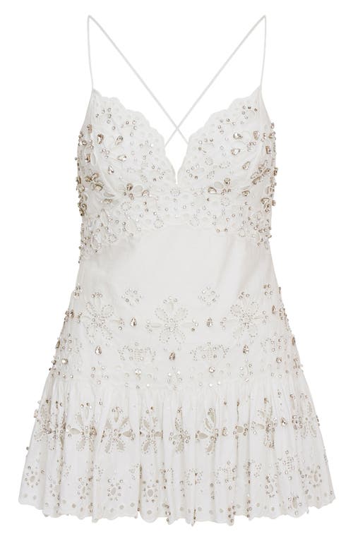 Loveshackfancy Catana Embellished Cotton Minidress In White