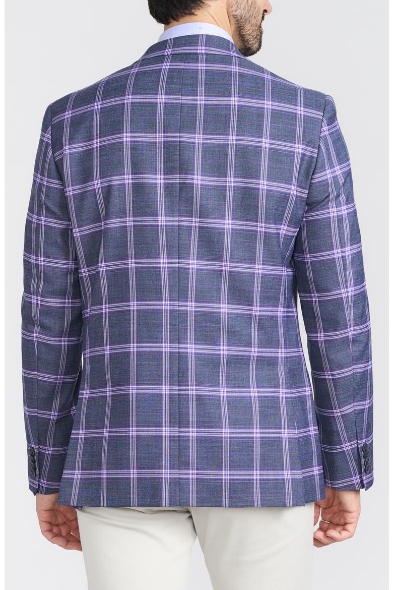 Savoy Plaid Peak Lapel Blazer, Alternate, color, GREY
