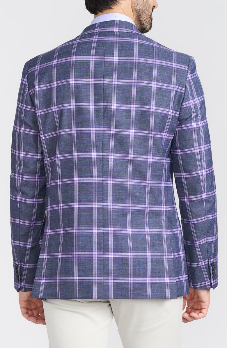 SAVILE ROW CO Savoy Plaid Peak Lapel Blazer, Alternate, color, Grey