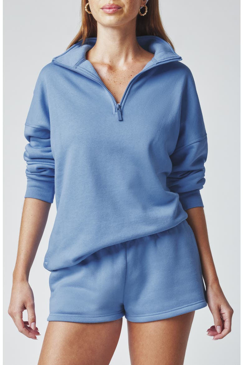Cozy Crush Half-Zip Cotton Blend Sweatshirt, Main, color, VINTAGE BLUE
