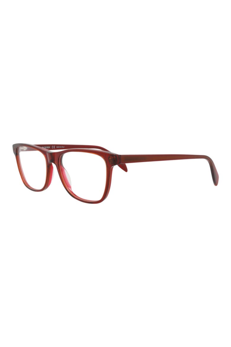53mm Rectangular Optical Glasses, Alternate, color, RED RED TRANSPARENT