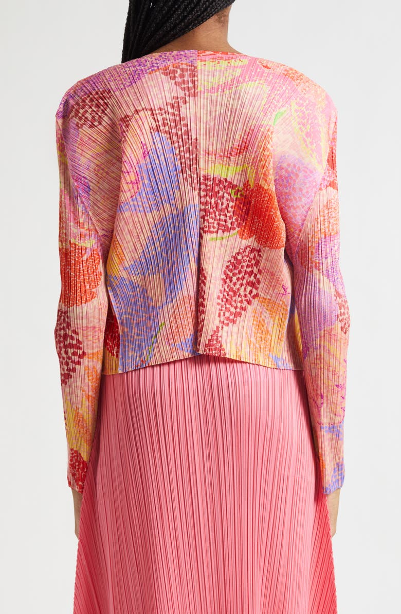 Pleats Please Issey Miyake Foggy Forest Pleated Open Front Cardigan, Alternate, color, Pink