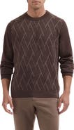 Bugatchi Geometric Extrafine Merino Wool Crewneck Sweater