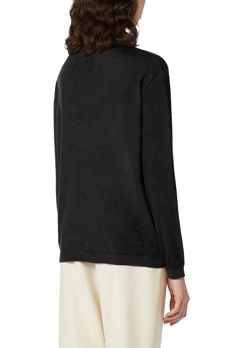 MM by Max Mara Arca Silk & Cotton Crewneck Sweater, Alternate, color, Black