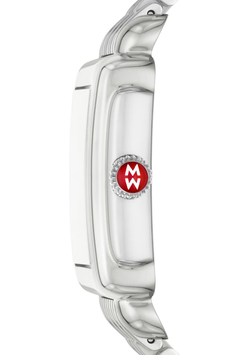 MICHELE Deco Mid Diamond Dial Bracelet Watch, 28mm x 30mm, Alternate, color, Silver/ White