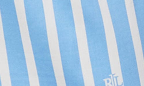 Shop Ralph Lauren Lauren  Stripe Cotton Blend Pajamas In Blue Print