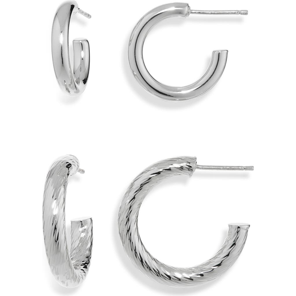 Nordstrom Rack Set Of Two Hoop Earrings In Silver