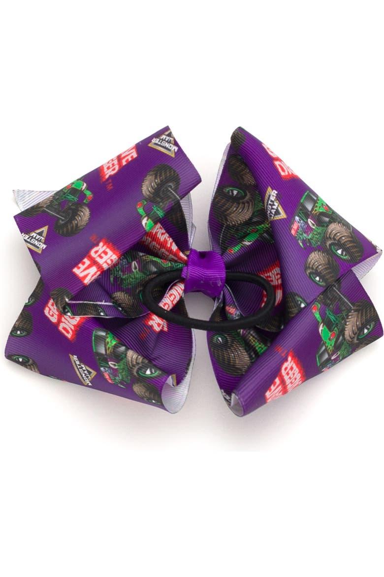 Elastic Hair Tie Bow, Alternate, color, Purple Grave Digger