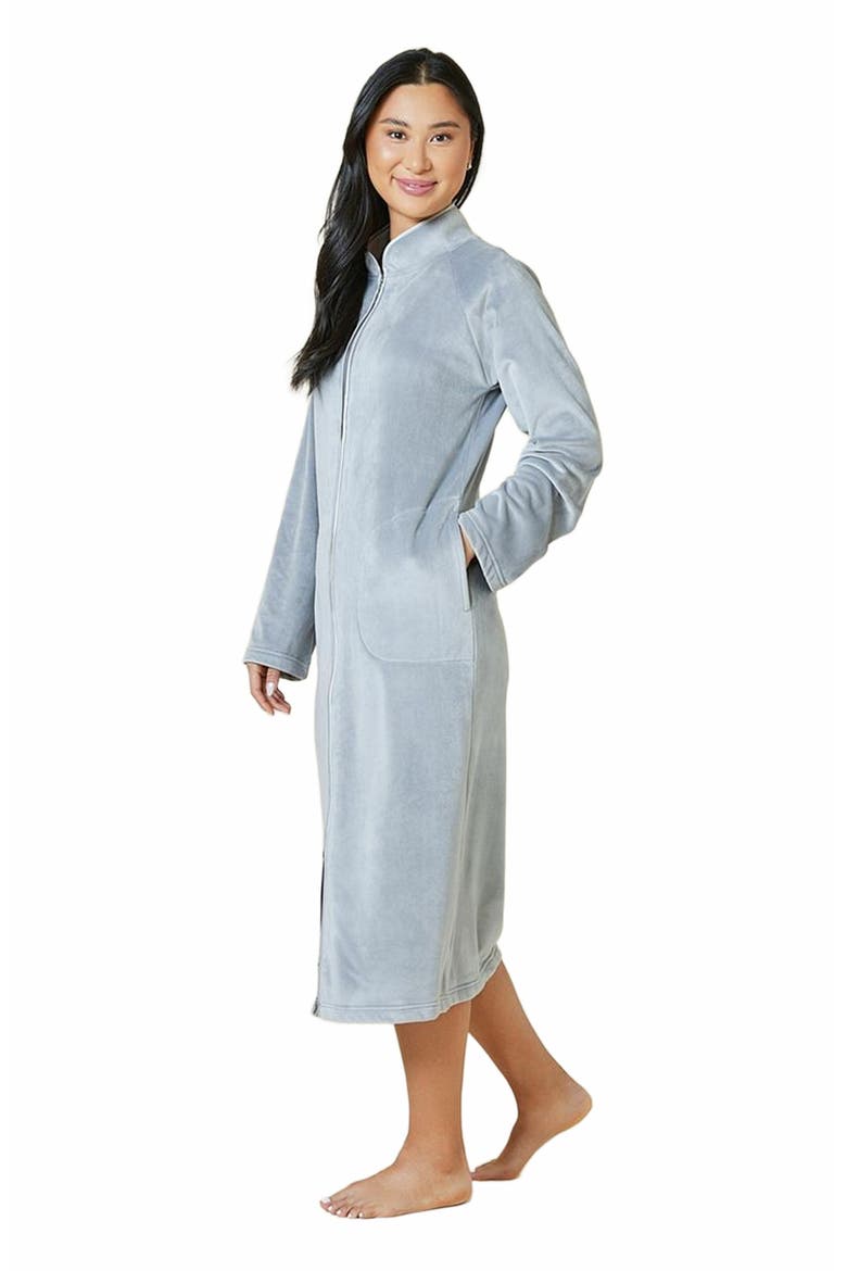 Serenity Mandarin Collar Zip Robe, Alternate, color, Grey