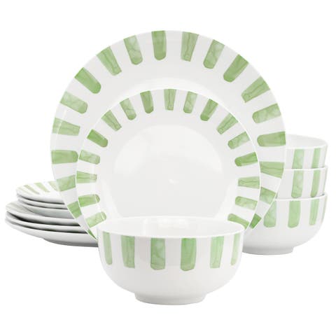 Pacific Waves 12 Piece Round Ceramic Dinnerware Set