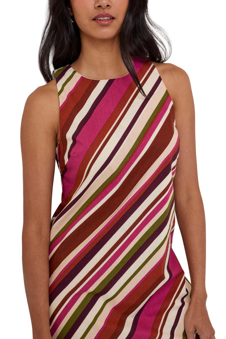 Palmermo Stripe Sleeveless Minidress, Alternate, color, BROWN