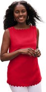 Jessica London Sleeveless Scallop Boatneck Tee