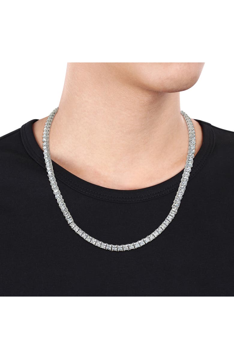 DELMAR Men's Sterling Silver Lab Created Sapphire Necklace, Alternate, color, White