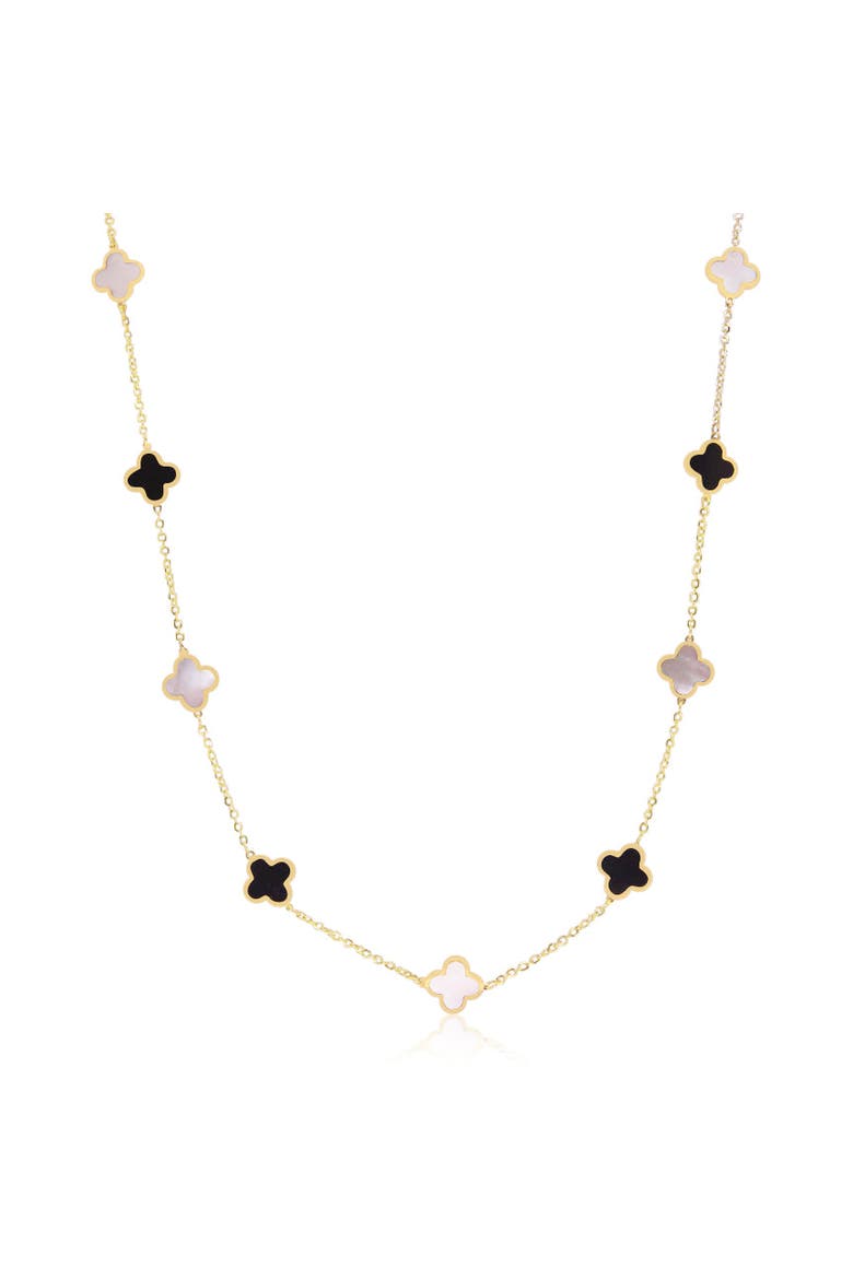 Mini Mother of Pearl and Onyx Mixed Clover Necklace, Main, color, Mother of Pearl and Onyx