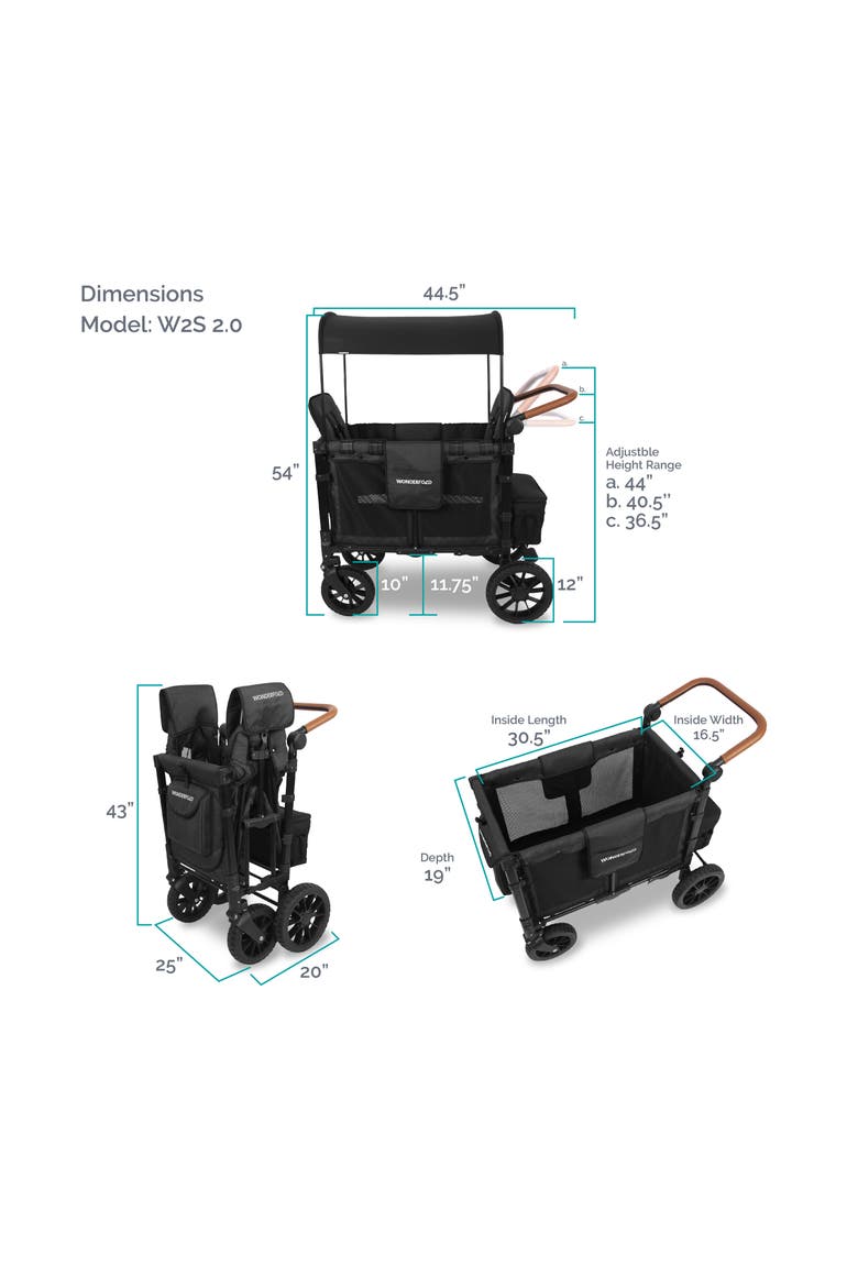 W2 Luxe 2-Passenger Multifunctional Stroller Wagon, Alternate, color, VOLCANIC BLACK