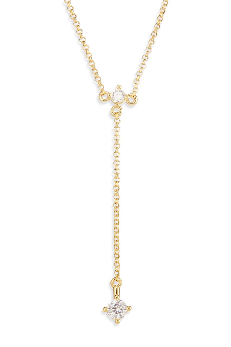 Demi Fine Cubic Zirconia Y-Necklace, Main, color, 14K GOLD PLATED