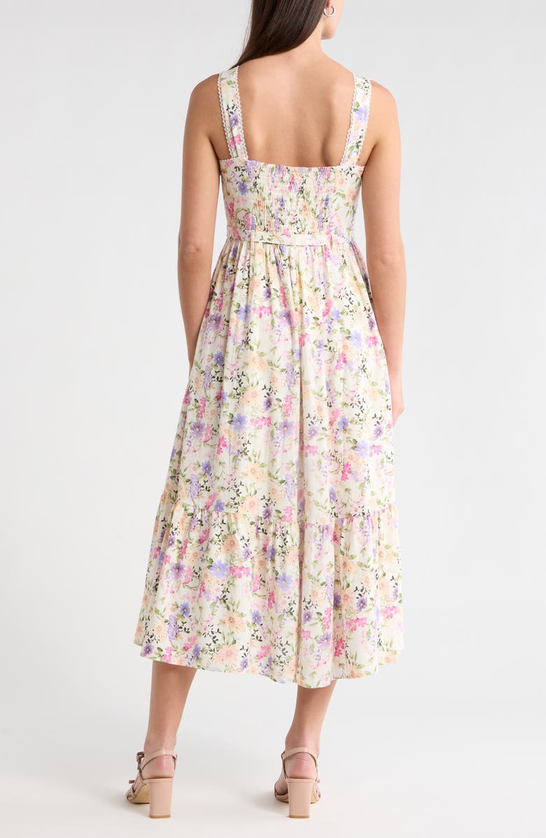 CeCe Floral Midi Sundress, Alternate, color, New Ivory