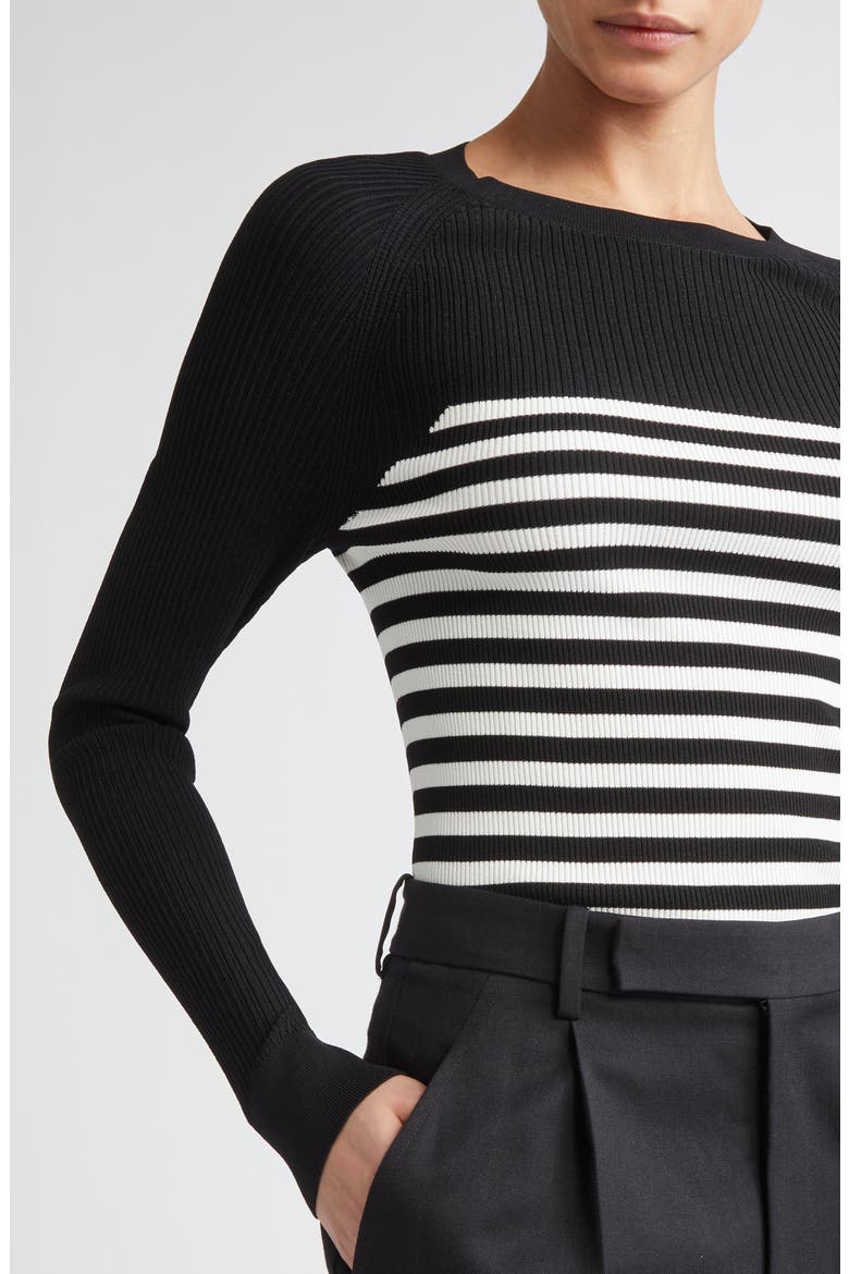 Braies Stripe Bodice Rib Sweater, Alternate, color, BLACK