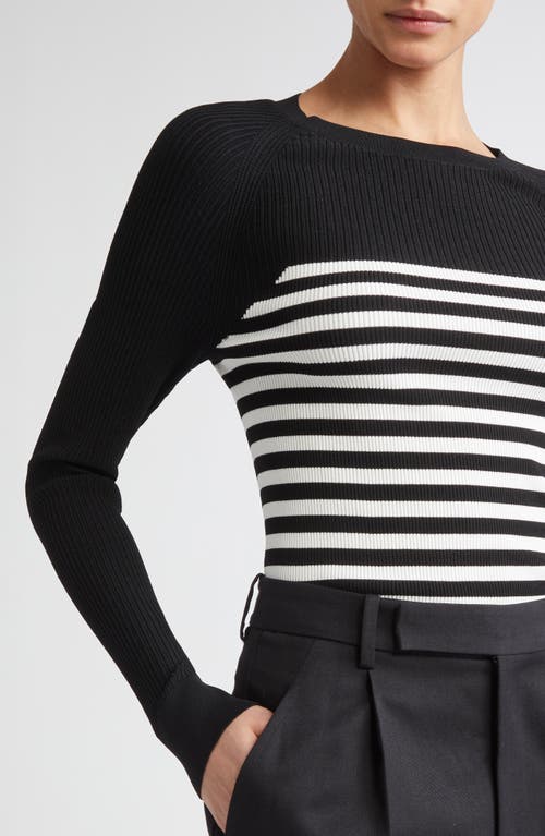 Max Mara Braies Stripe Bodice Rib Sweater In Black