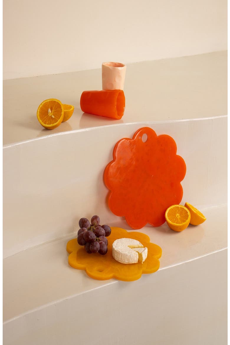 Scalloped Resin Cheese & Charcuterie Board, Alternate, color, DARK ORANGE