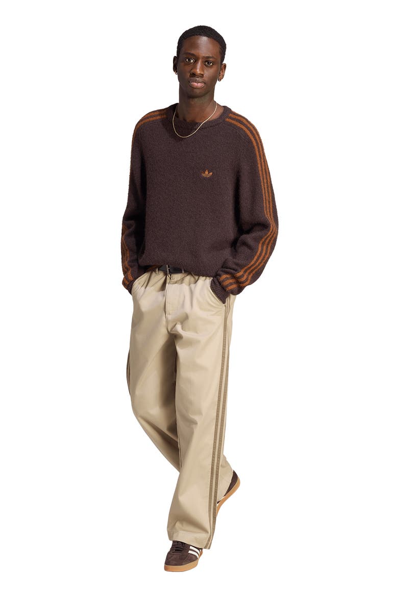 3-Stripes Fluffy Knit Sweater, Alternate, color, AURORA COFFEE