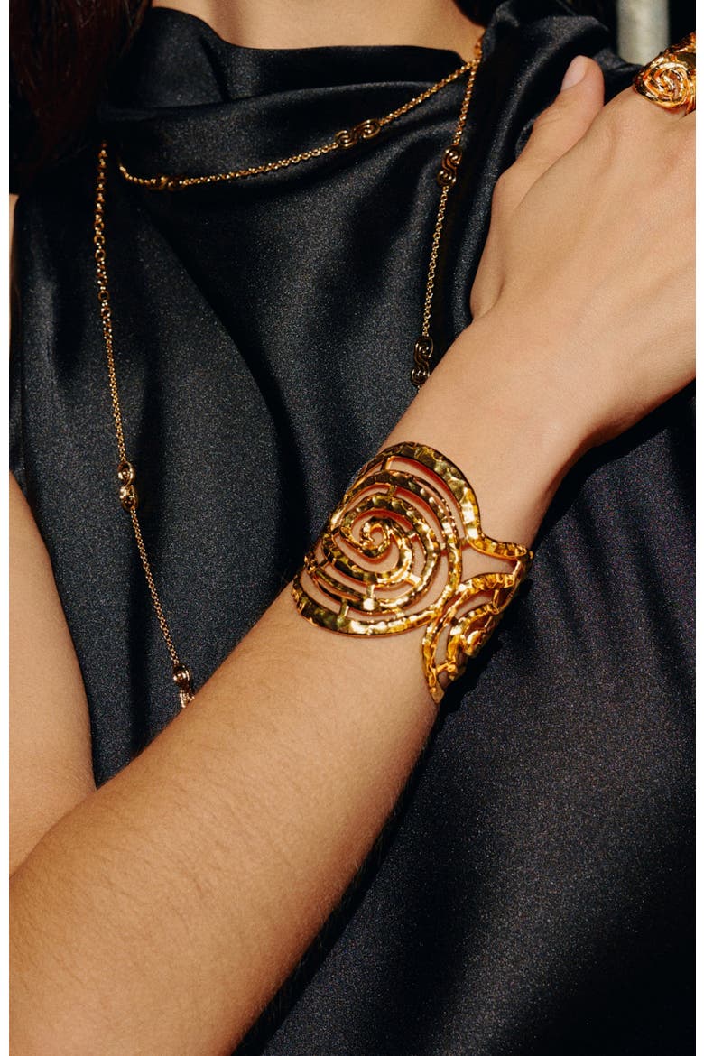 Mono Spiral Cuff, Alternate, color, Gold