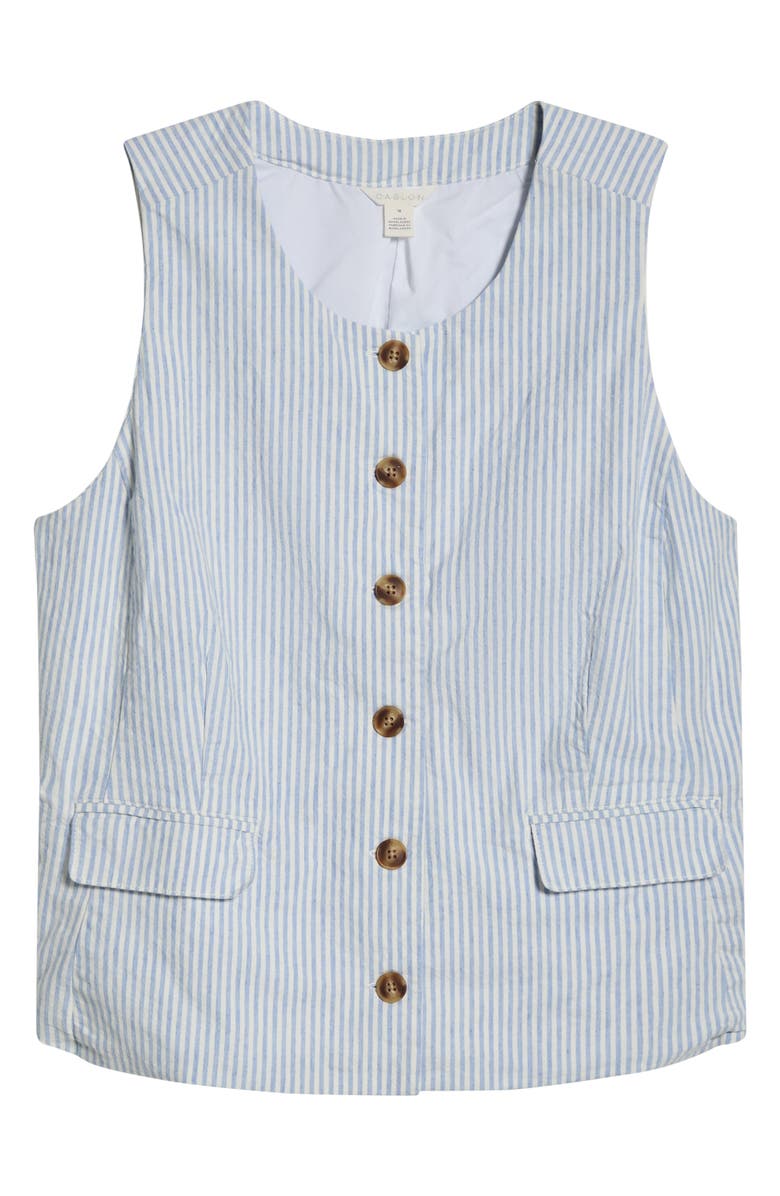 Caslon<sup>®</sup> Front Button Vest, Main, color, Ivory- Blue Jane Stripe