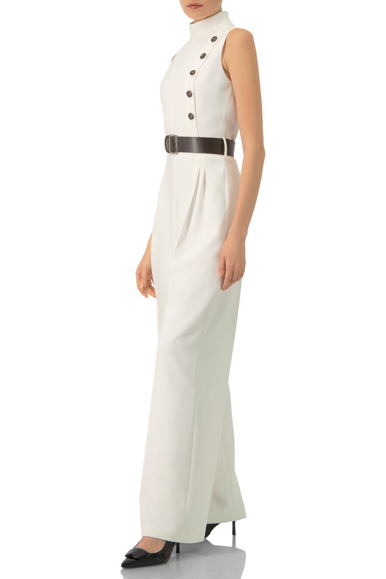 Sleeveless Belted Jumpsuit, Alternate, color, Ivory