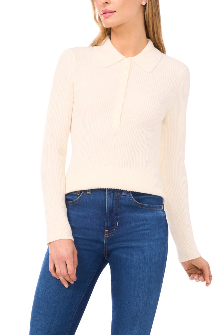 Jalia Rib Polo Sweater, Main, color, BUTTERCREAM