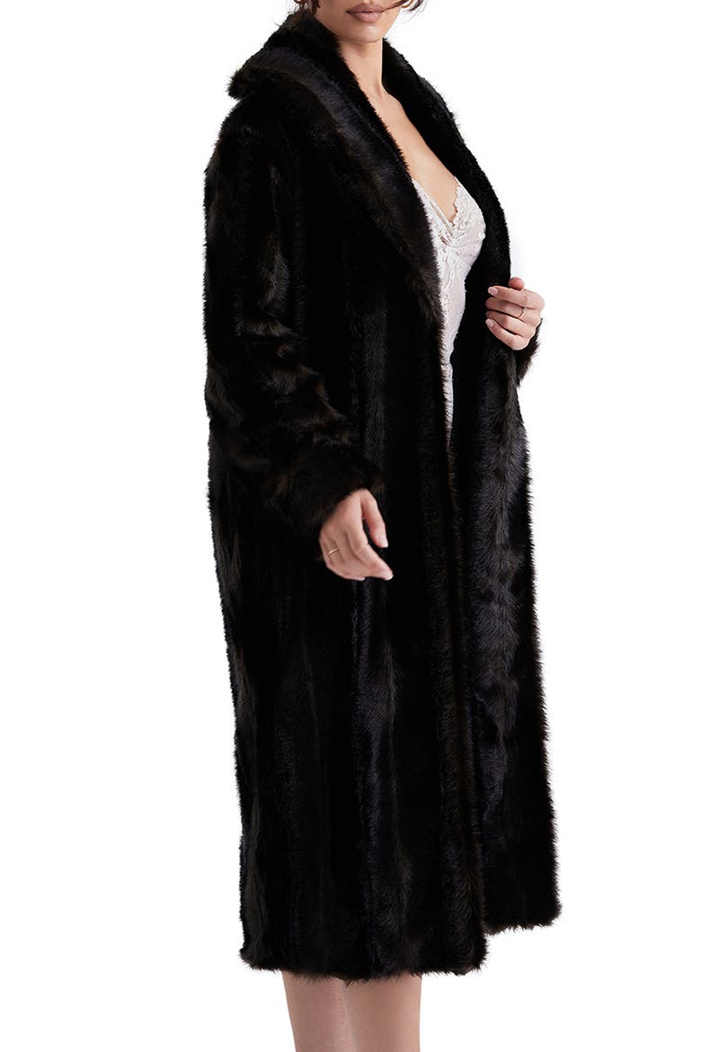 Callie Long Faux Fur Coat, Alternate, color, DARK BROWN